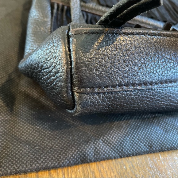 Aimee Kestenberg Black Leather Suede Fringe Hobo Bag Purse - Picture 3 of 12